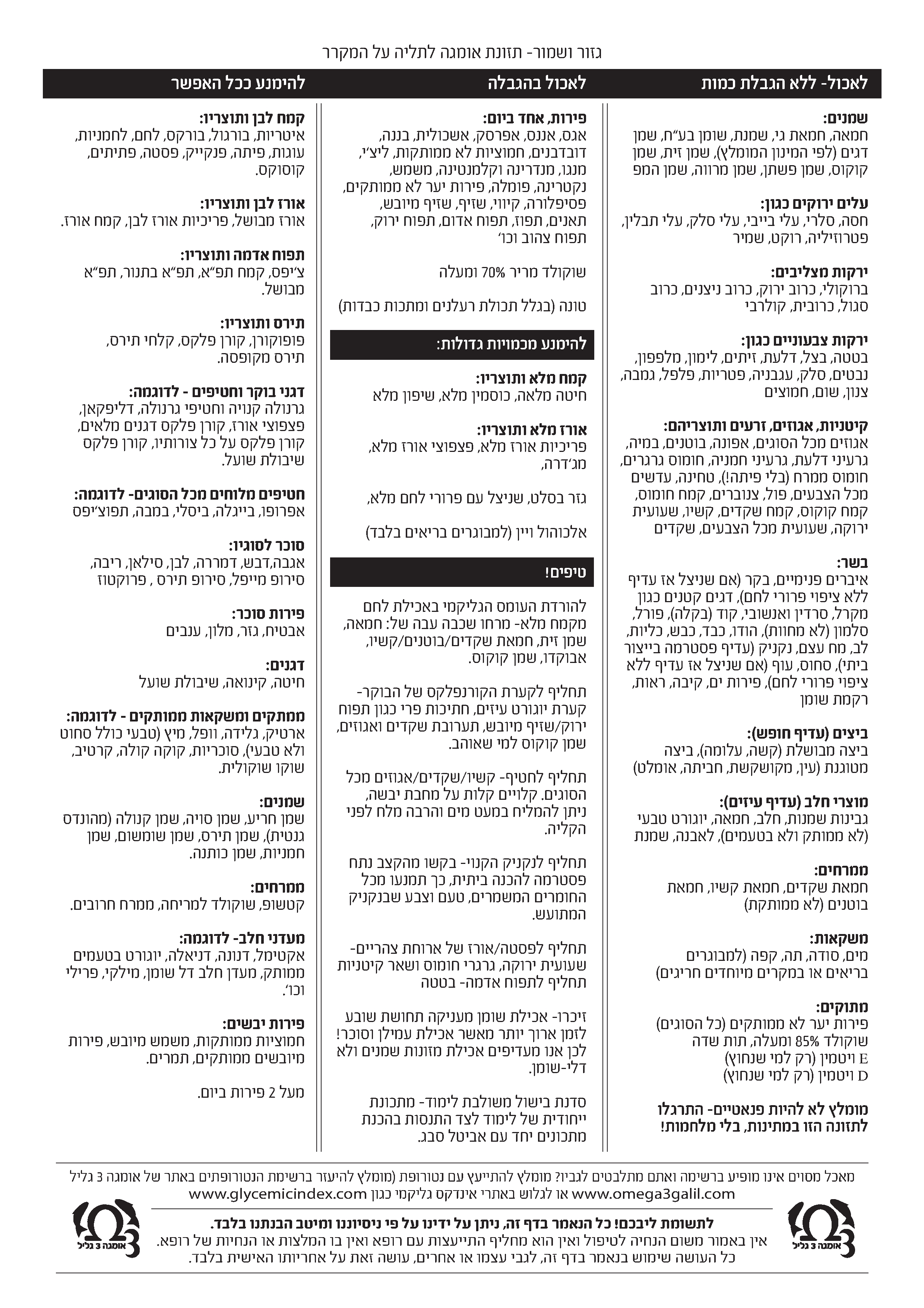 מה אוכלים בתזונת אומגה